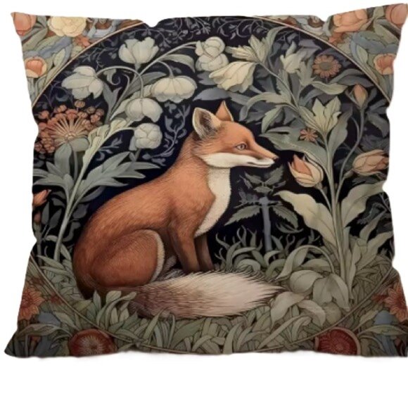 FOX in the Forest Accent Pillow Home Decor Zippered Cover 17.5 x 17.5 inches - Picture 1 of 10